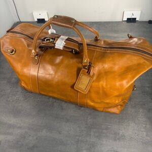 Denver Leather Craft Dutch Duffel Bag Mens Large Tan Leather Weekend Travel